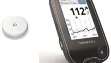 فري ستايل ليبري لقياس السكر | تقنية تحمي من غيبوبة السكري (يتكون جهاز قياس السكر بدون وخز من قرص استشعار حاسا وجهاز للقراءة بالمسح الضوئي) 