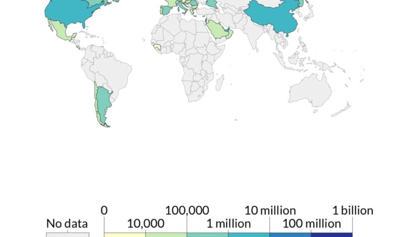 خريطة توزيع لقاحات كورونا في العالم