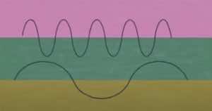 موجات صوتية ذات تردد عالي (في الأعلى)٬ وموجات صوتية ذات تردد منخفض (في الأسفل)